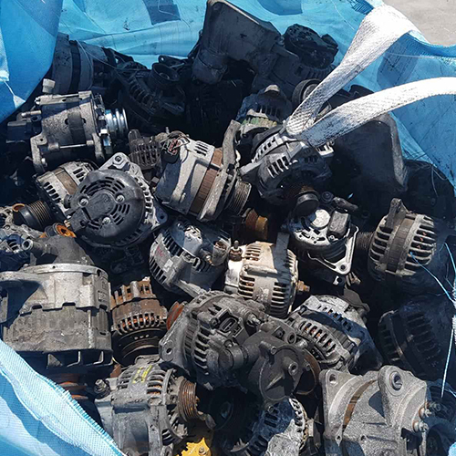 A blue bag filled with alternator scrap, available for sale.