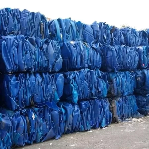 acquire compacted bundles of crushed blue plastic drum scraps here